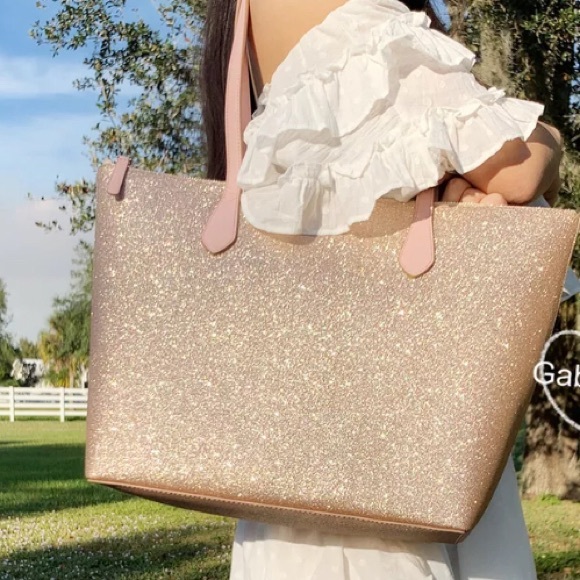 Kate Spade Joeley RoseGold Glitter Large Zip Tote - Picture 8 of 8